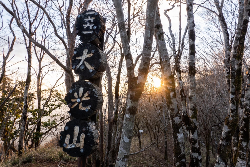 <p>大光山で日没を迎えた。<br>体力的にも厳しくなってきたので、今日はこのあたりで幕営とする。</p>