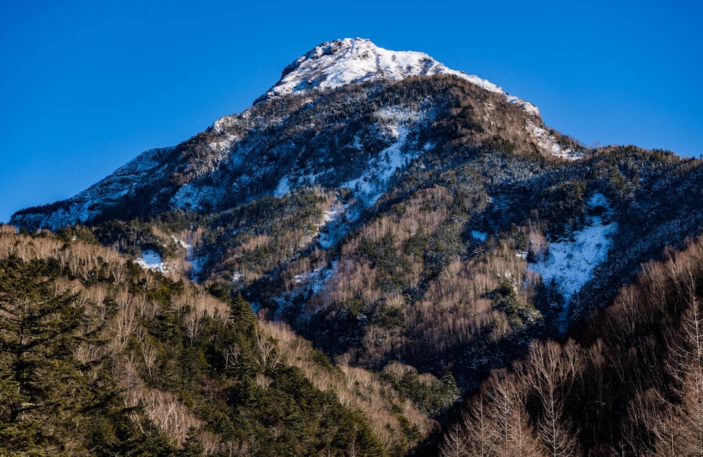 <p>下山途中に見える阿弥陀岳の山容。<br>このアングルの阿弥陀岳はものすごい角度がついていて、聳え立っている感じがすごい。<br>赤岳からお隣の山として眺めるよりも荘厳な雰囲気がある。</p>