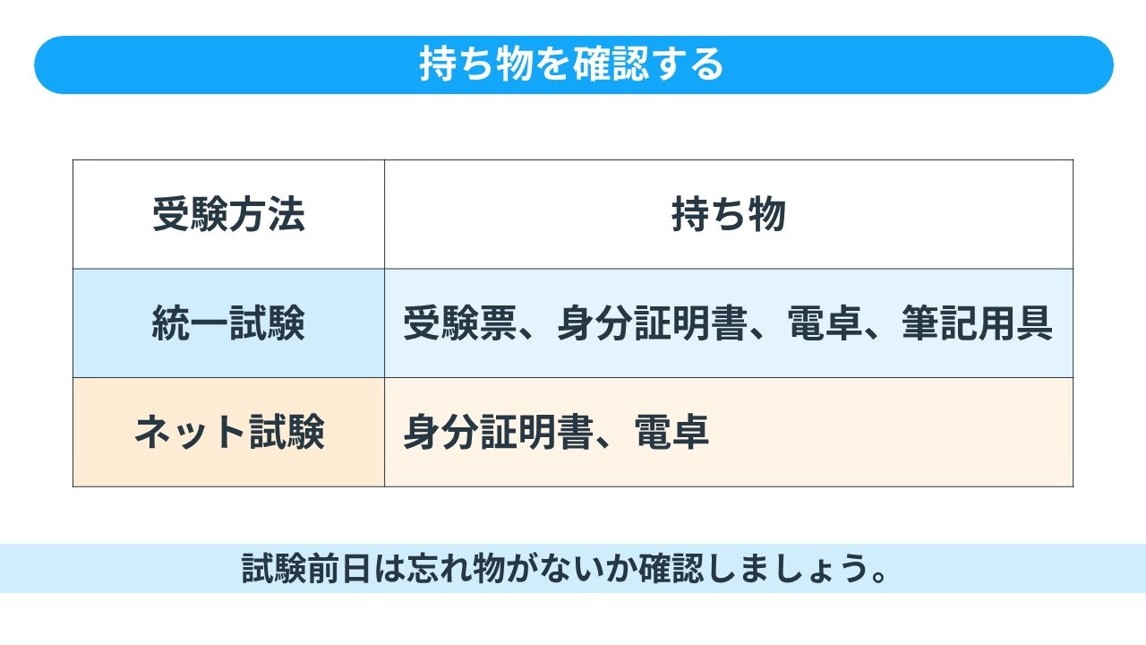 持ち物を確認する