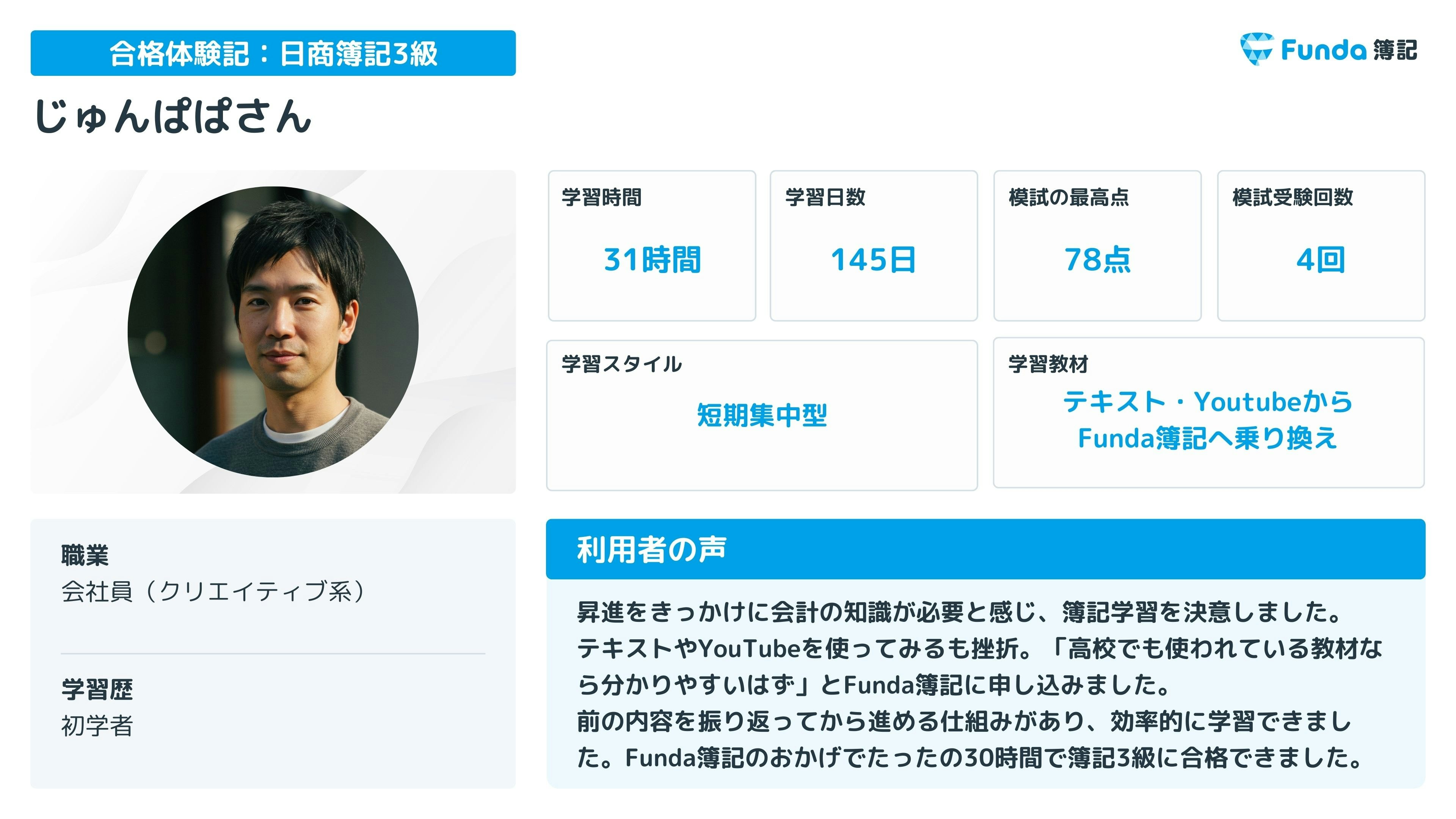 じゅんぱぱさんの合格体験記