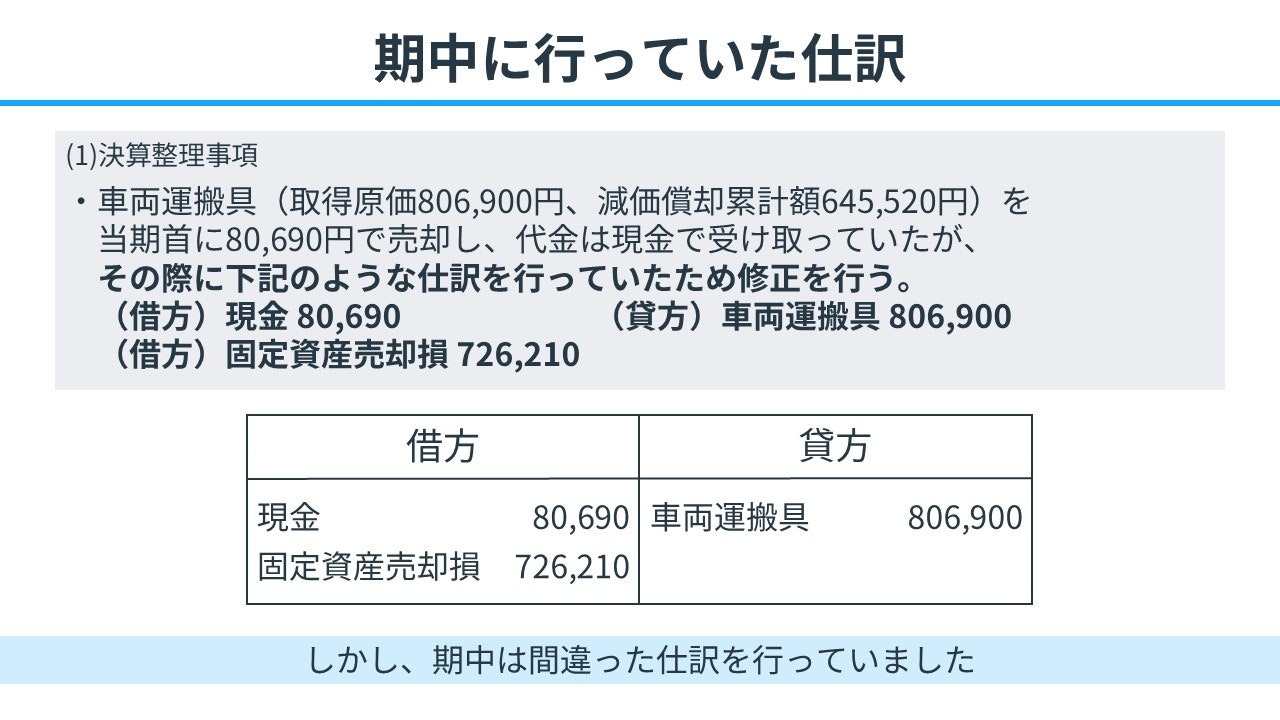 期中に行っていた仕訳