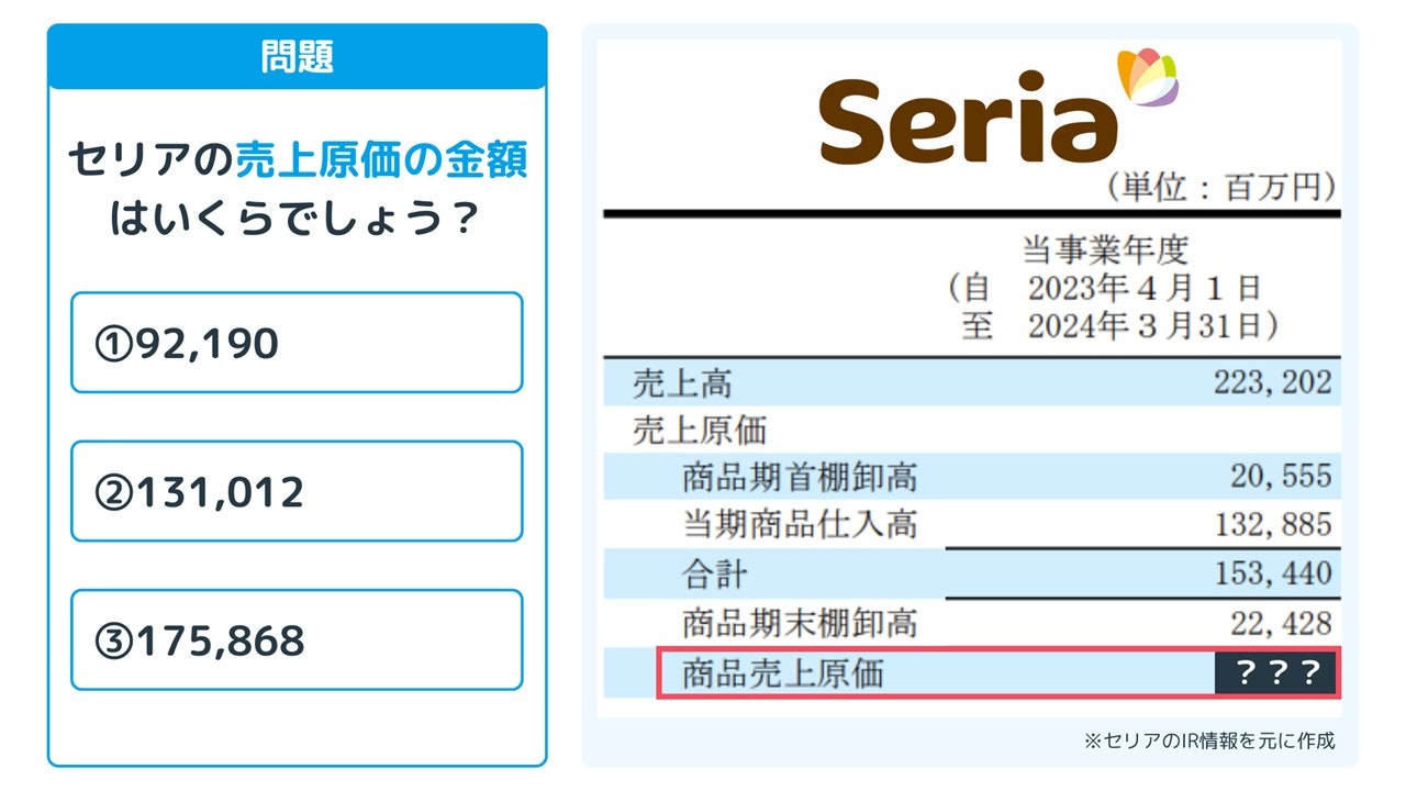 セリアの会計クイズ