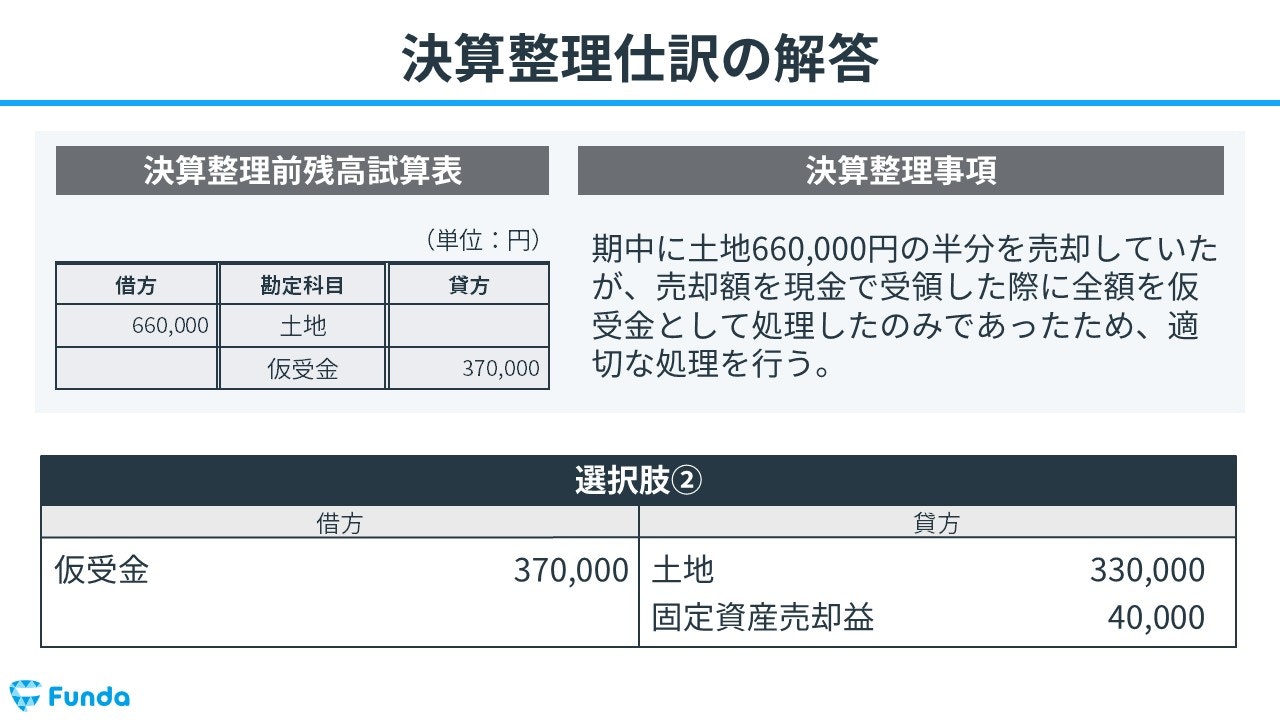 仮受金の決算整理仕訳の解答