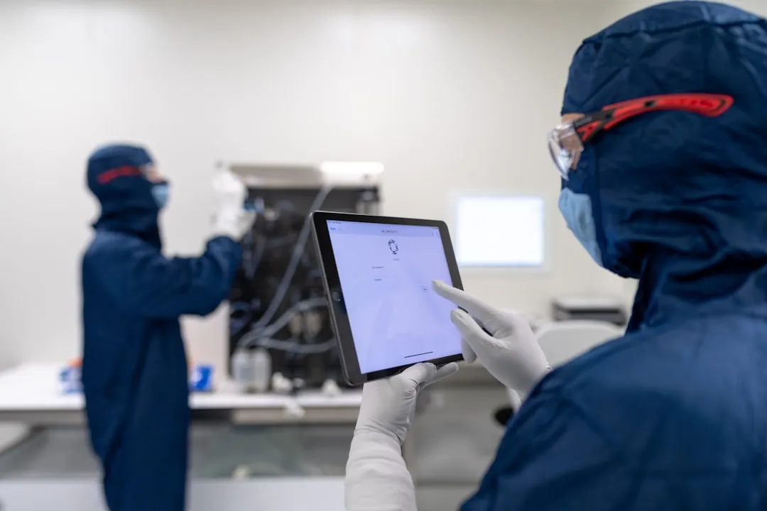 ラボでの品質チェック作業：AI生成コンテンツの品質管理プロセスを表すイメージ