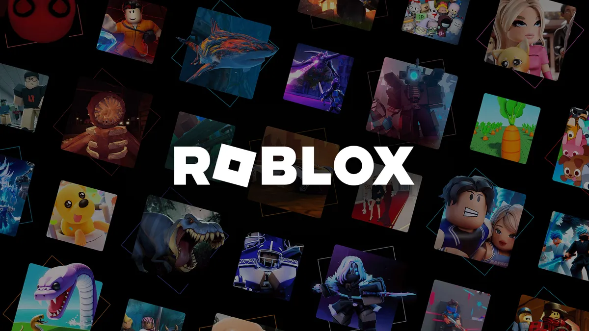 Robloxの公式ロゴとゲーム作品のコラージュ