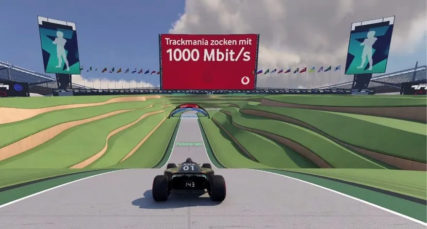 VodafoneがTrackmania内に出稿したインゲーム広告のスクリーンショット