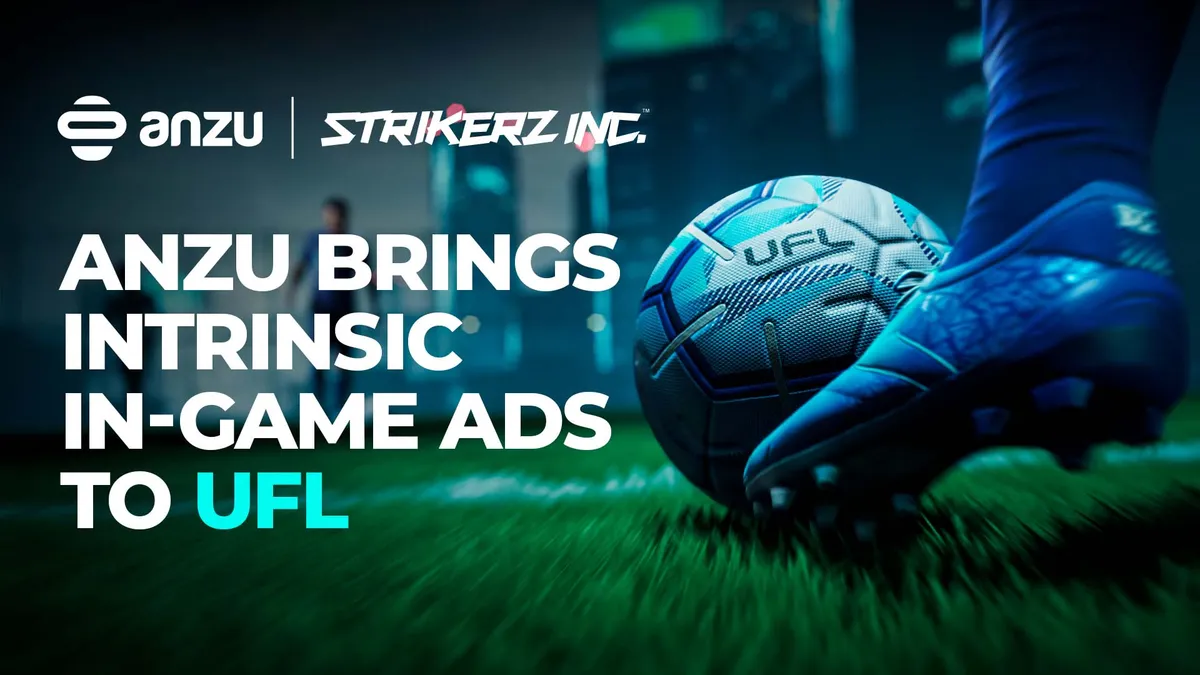 AnzuとサッカーゲームUFLの提携を伝える公式バナー画像