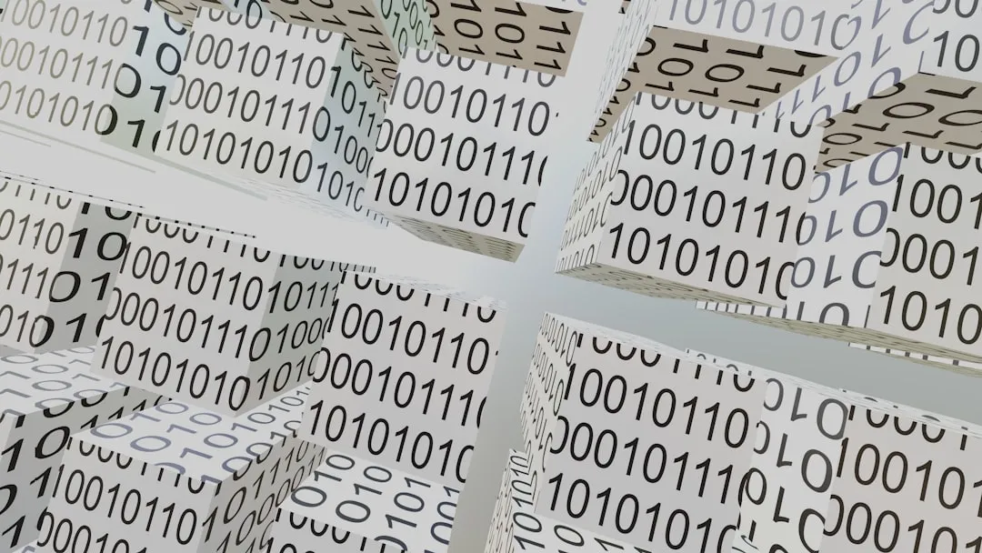 データセキュリティと透明性を示す3Dレンダリング：ブロックチェーンによる改ざん不可能な記録の仕組み