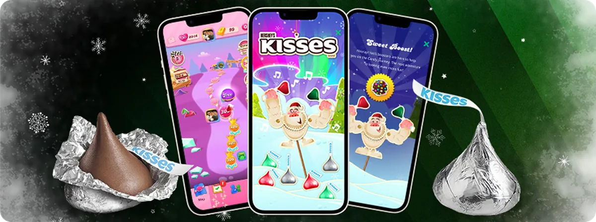 Hershey's KISSES Holiday BellsとCandy Crush Sagaのコラボ広告ケーススタディのヘッダー画像