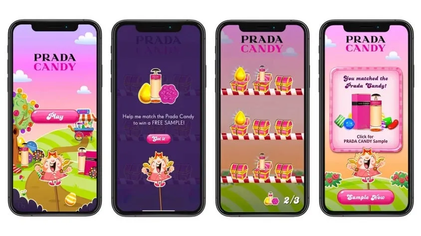Prada Candy × Candy Crush Sagaのプレイアブル広告キャンペーン画像