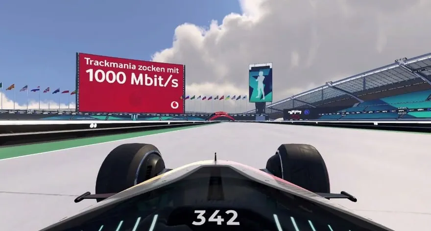 VodafoneがTrackmania内に出稿したインゲーム広告のスクリーンショット（別カット）