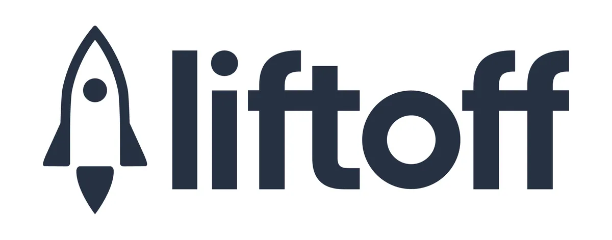 Liftoffのロゴ(ロケットのアイコンと紺色のliftoffの文字)