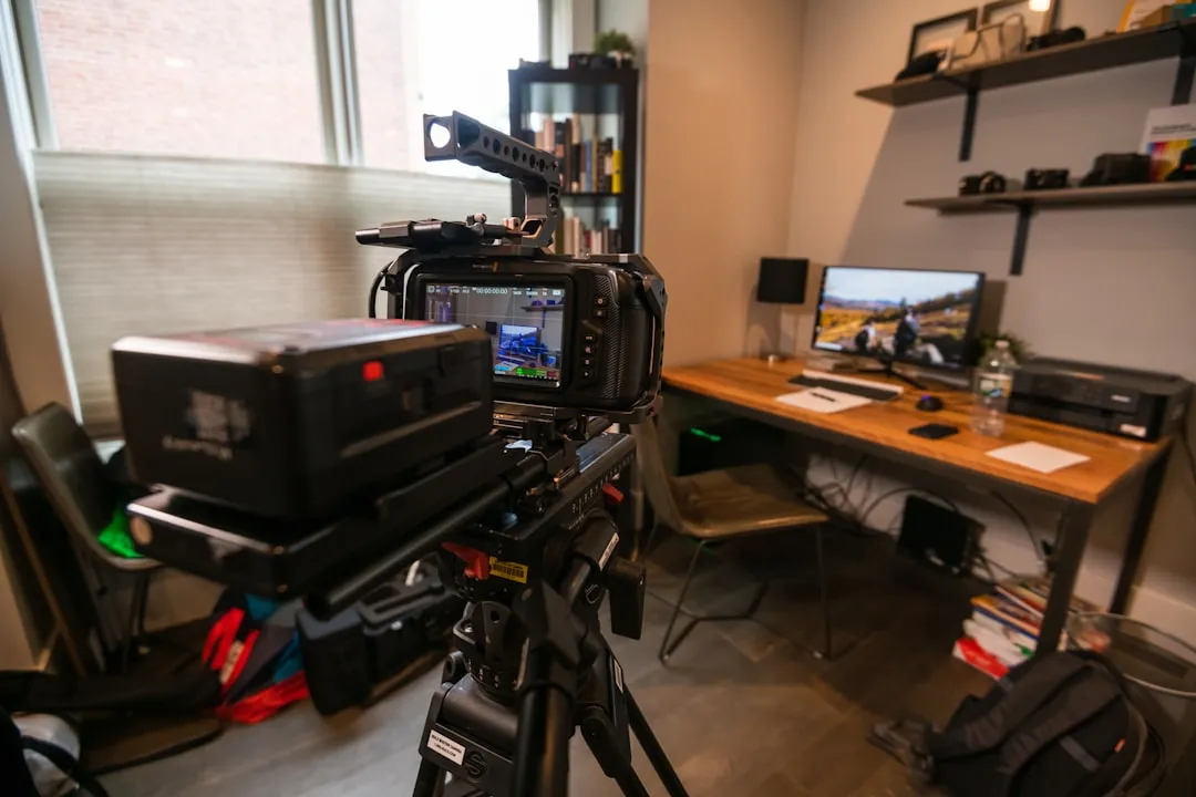 動画制作スタジオと撮影機材(ゲーム内広告クリエイティブ制作パターンのイメージ)
