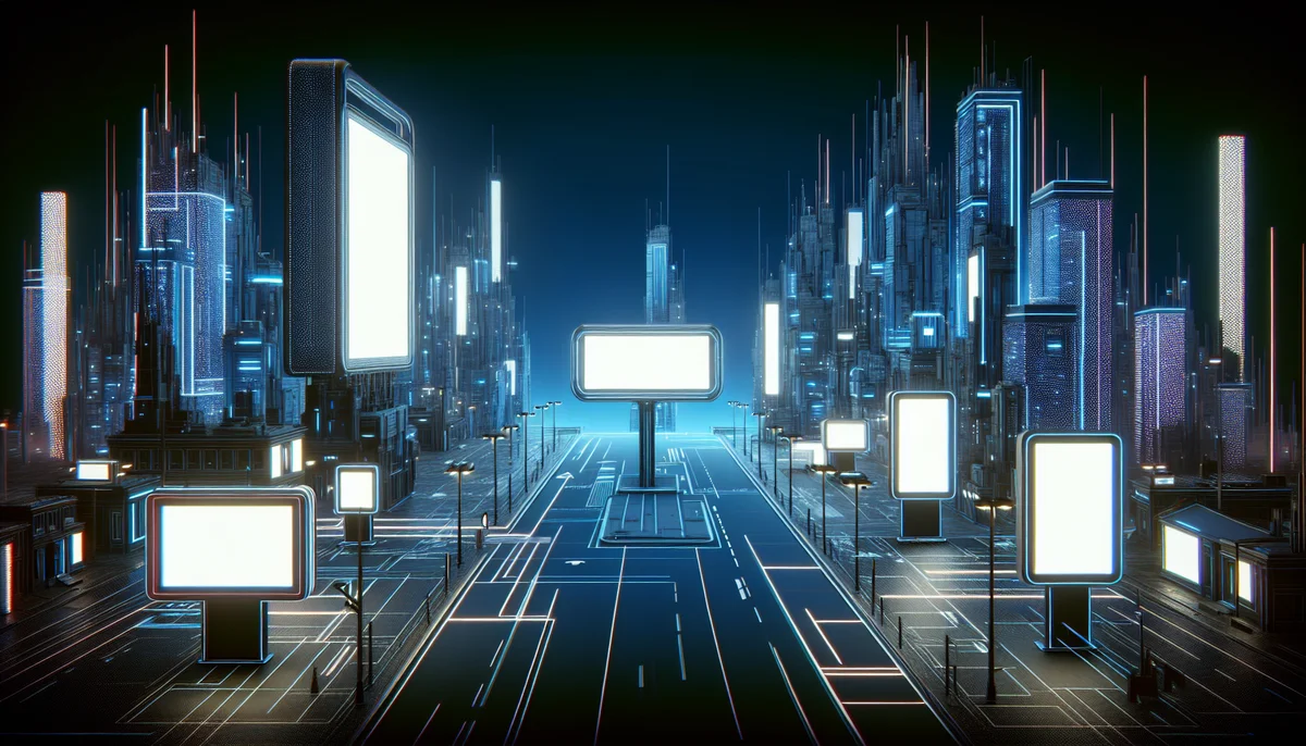 ゲーム仮想空間内に設置されたデジタルサイネージ広告のイメージ：プレイを邪魔しない自然なブランド露出