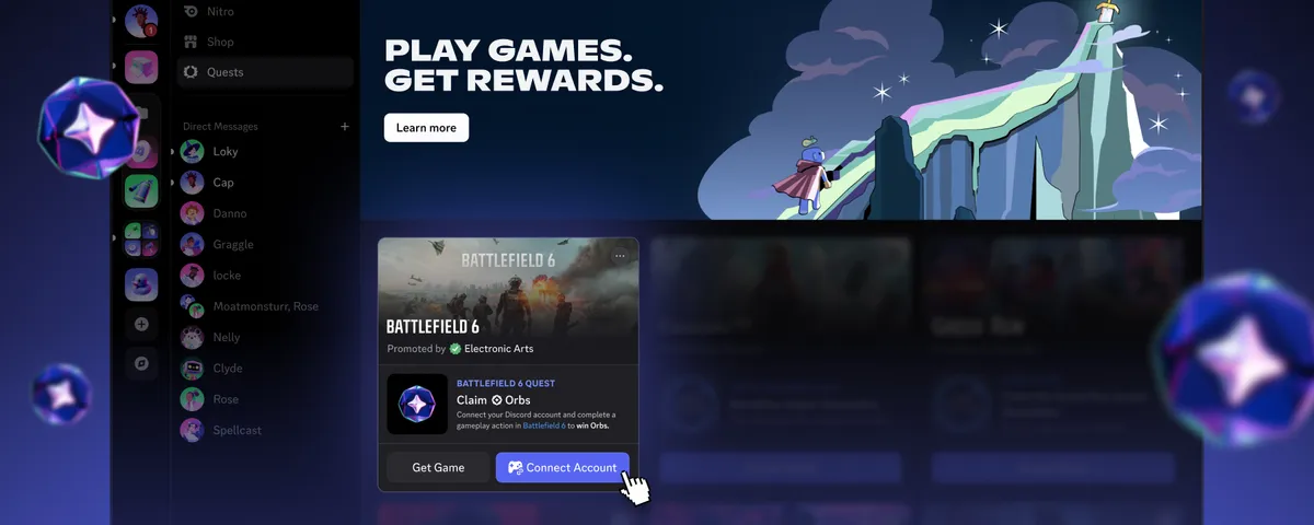 Discordが発表した新広告フォーマット「Play Quest+」の公式バナー画像