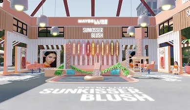 Roblox内に作られたメイベリン「Sunkisser Blush」のポップアップストア