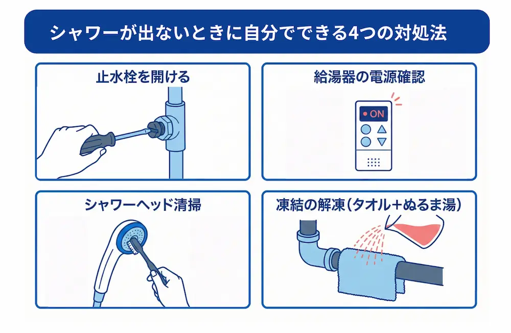 【原因別】シャワーが出ないときに自分でできる4つの対処法