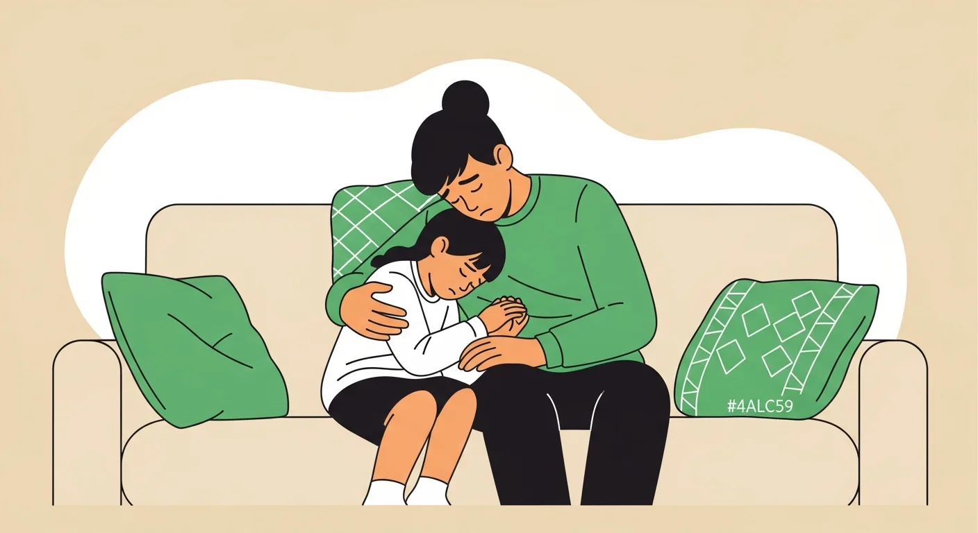 保護者が子どもに寄り添うイラスト