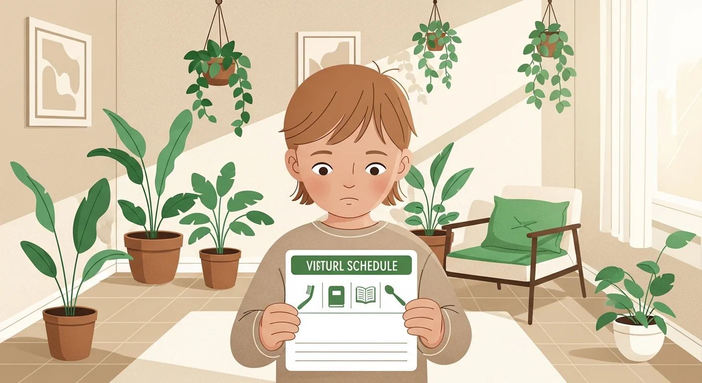 視覚スケジュールを見る子どものイラスト