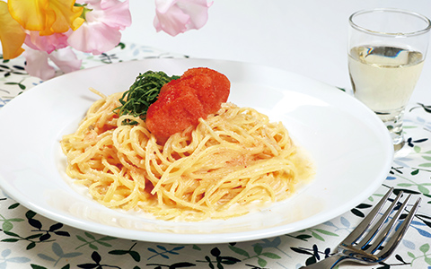 明太子と青しそのクリームスパゲティ