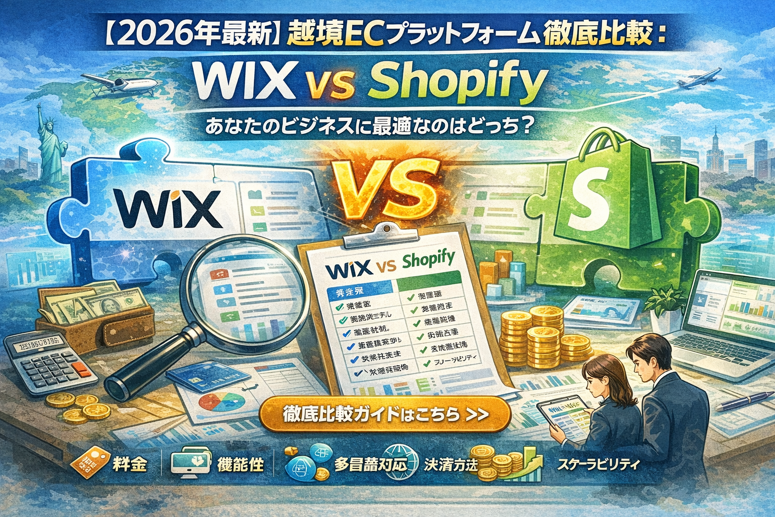 【2026年最新】越境ECプラットフォーム徹底比較:WIX vs Shopify|あなたのビジネスに最適なのはどっち?