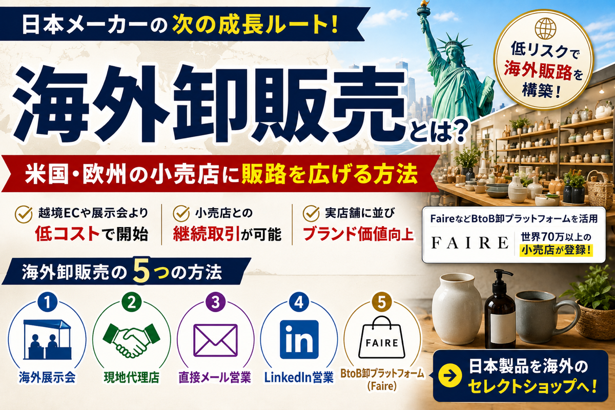 海外卸販売とは?日本メーカーが米国・欧州の小売店に販路を広げる方法