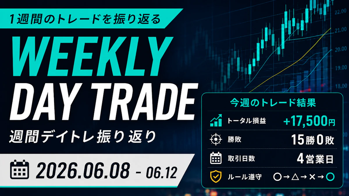 デイトレ第2週まとめ。4日全勝+17,500円。でも収穫は“別銘柄でも型が通用したこと”でした