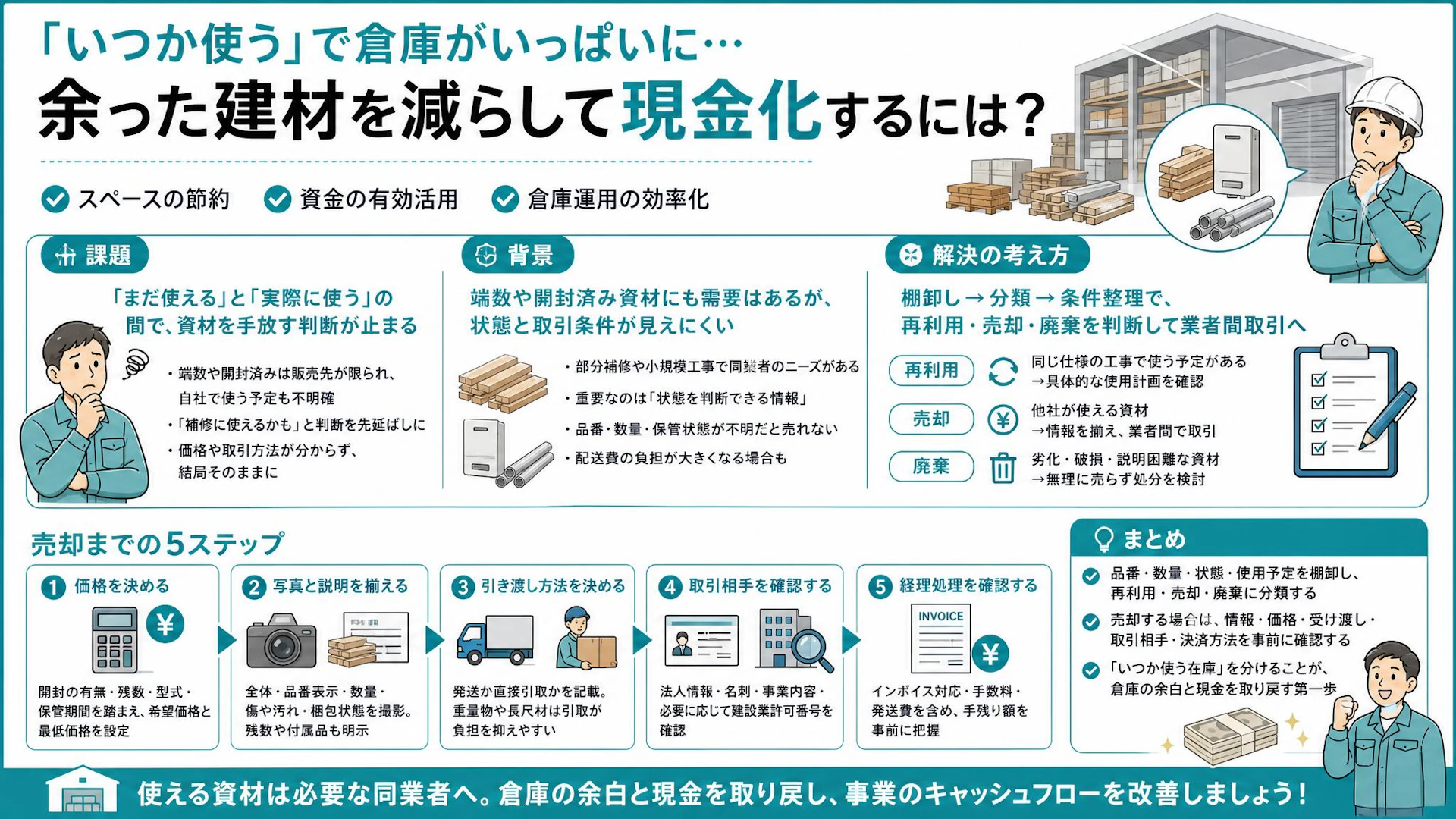 35坪の倉庫が埋まる「いつか使う」余剰資材｜再利用・売却・廃棄の分け方