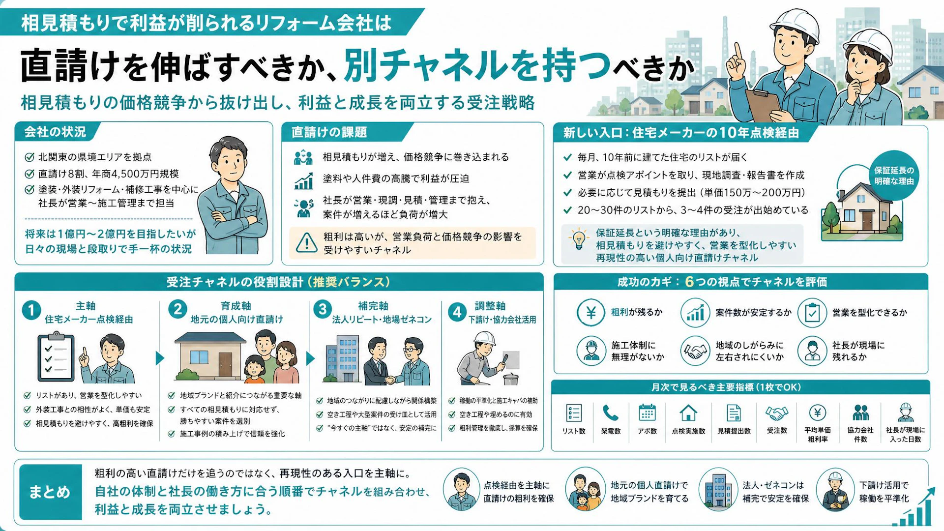 相見積もりで粗利が削られる外装リフォーム会社へ｜直請け一本より10年点検経由を主軸にする考え方