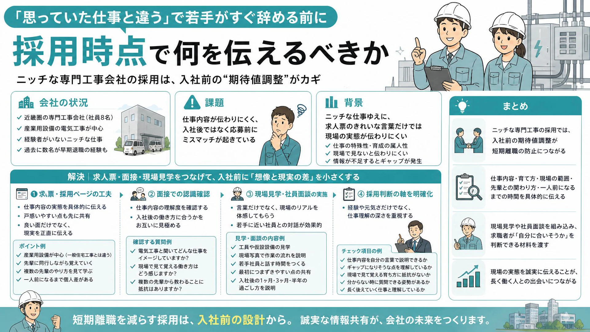入社数日で退職代行も起きたニッチ電気工事採用｜「思っていた仕事と違う」を防ぐ求人・面接設計