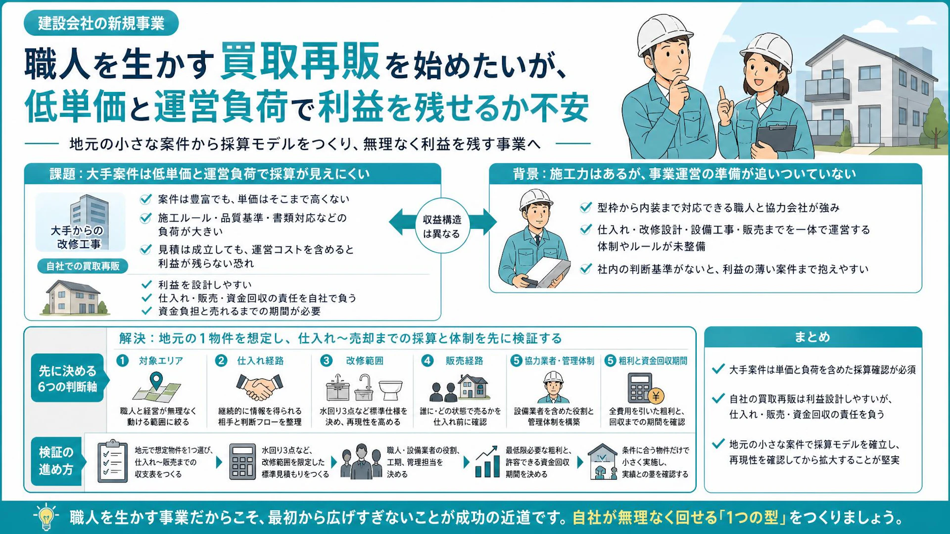 新築減で職人の稼働に余白｜北関東の専門工事会社が買取再販を始める前に詰めた6条件