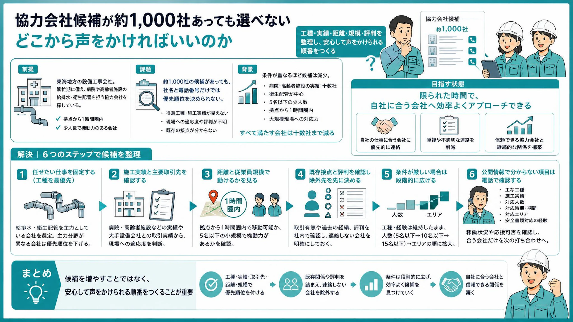 協力会社候補2,000社を120社へ｜衛生配管会社が実践した優先順位の付け方