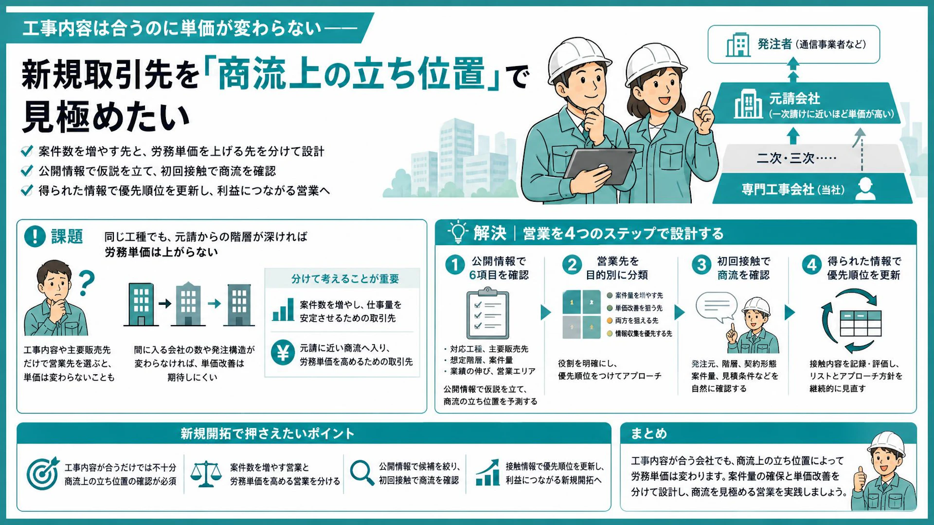 通信工事の新規開拓、取引先を増やしても単価が上がらない理由――社長が見る元請からの階層