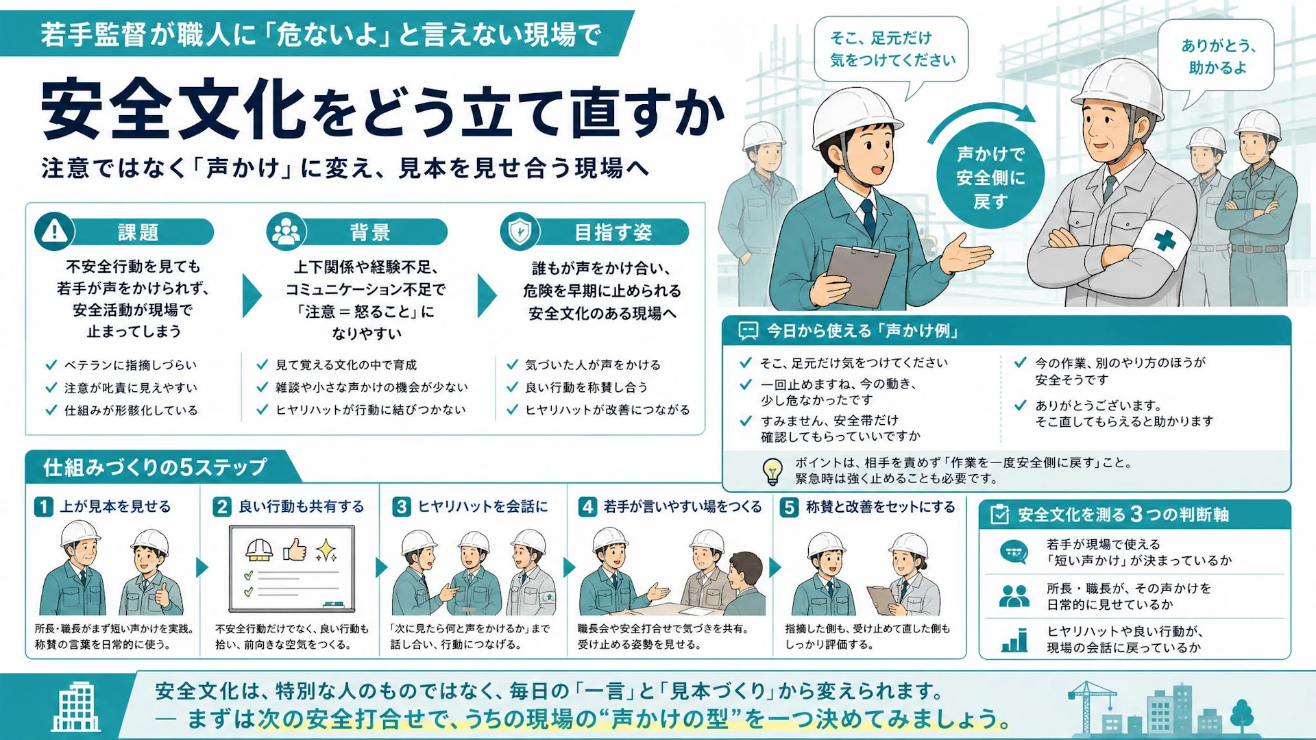 若手監督がベテラン職人に声をかけられない。安全管理を止めない現場の作り方