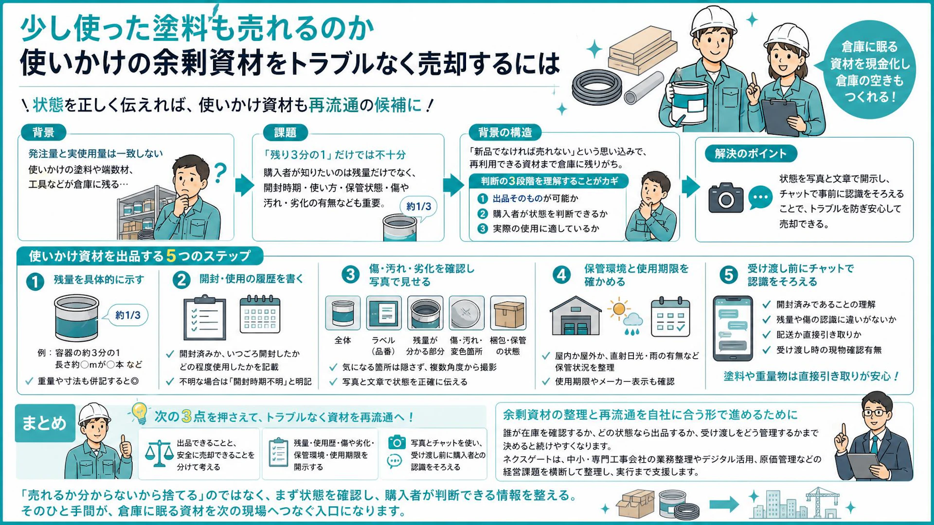 「残り3分の1」では足りない｜使いかけ塗料・余剰建材を売る状態開示5項目