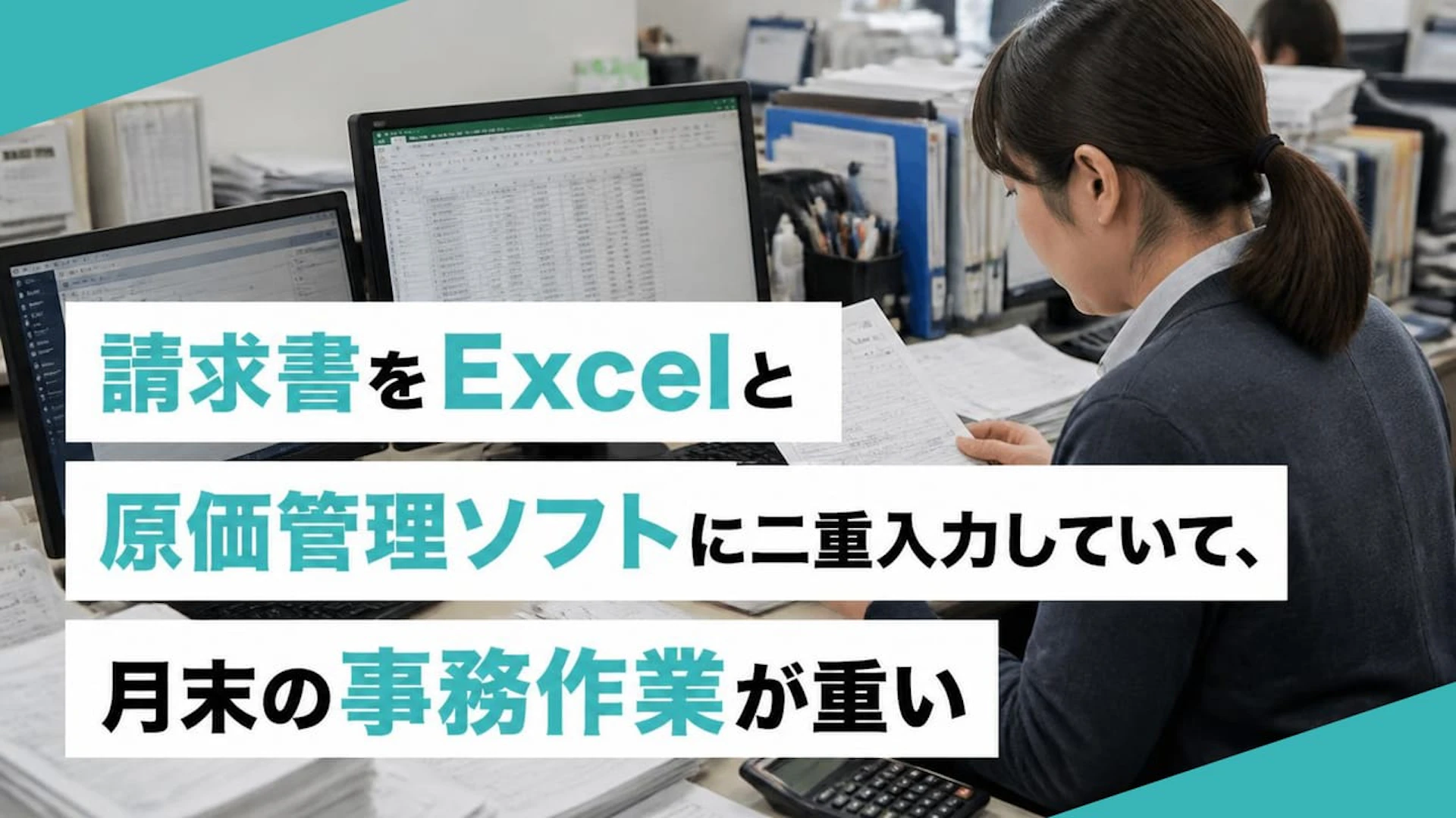 請求書をExcelと原価管理ソフトに二重入力していて、月末の事務作業が重い