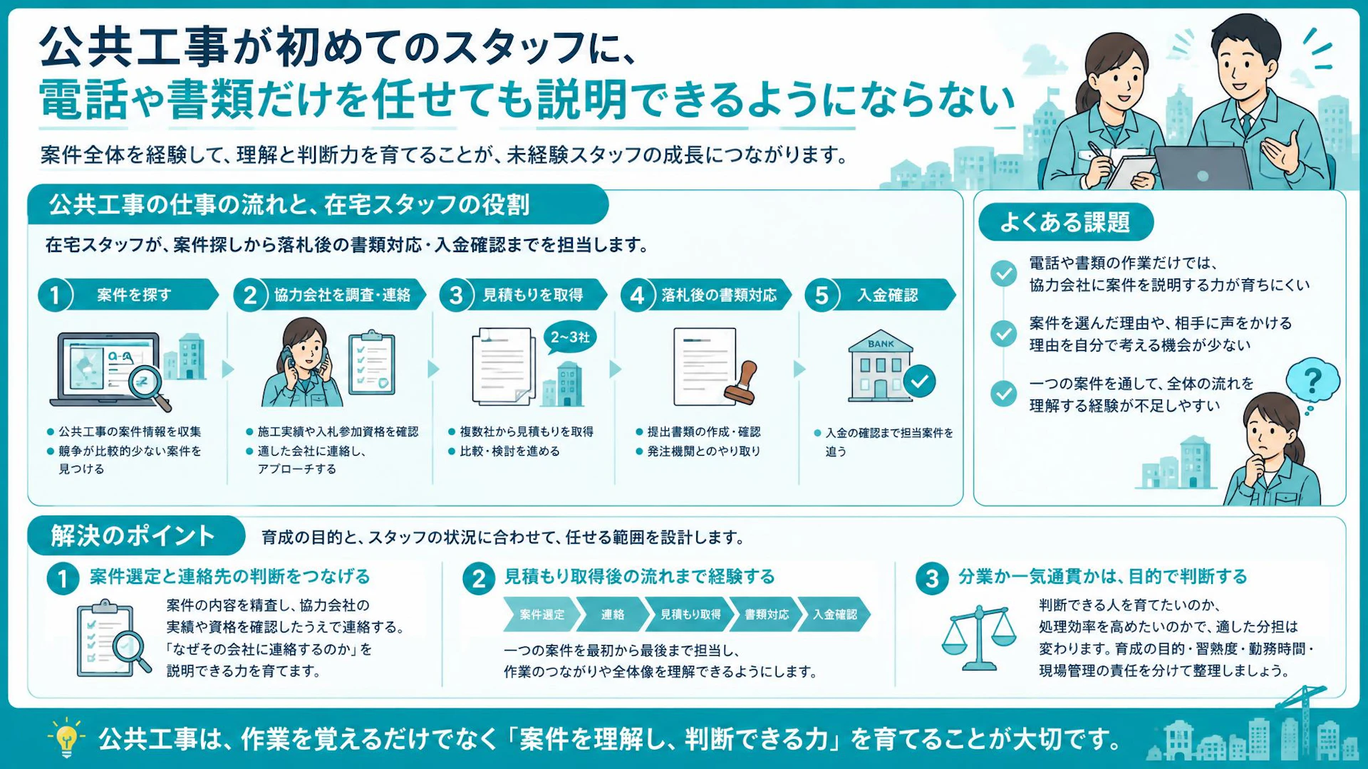 「一通り経験しないと答えられない」公共工事の未経験スタッフを分業だけで育てない理由