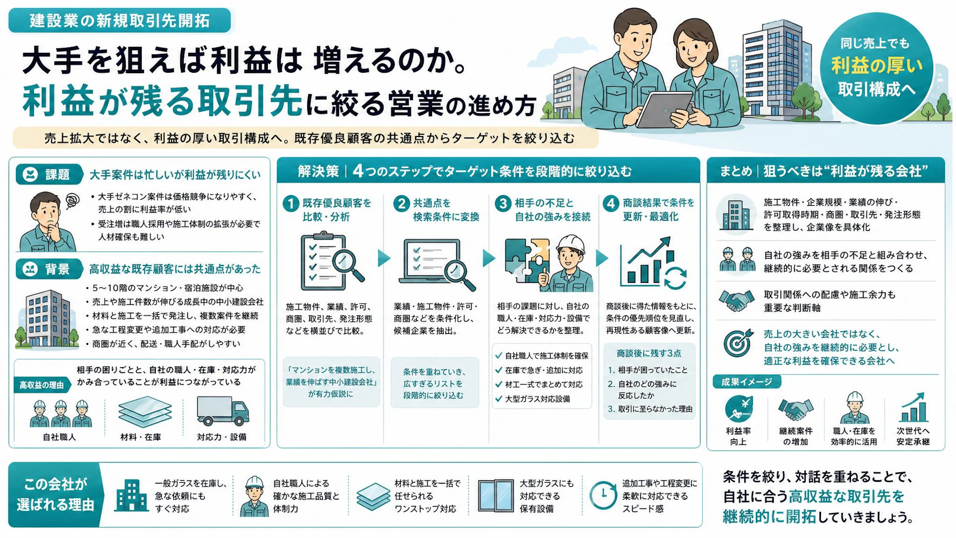 営業候補700社では広すぎる｜ガラス工事会社が高収益な新規取引先を絞り込んだ方法