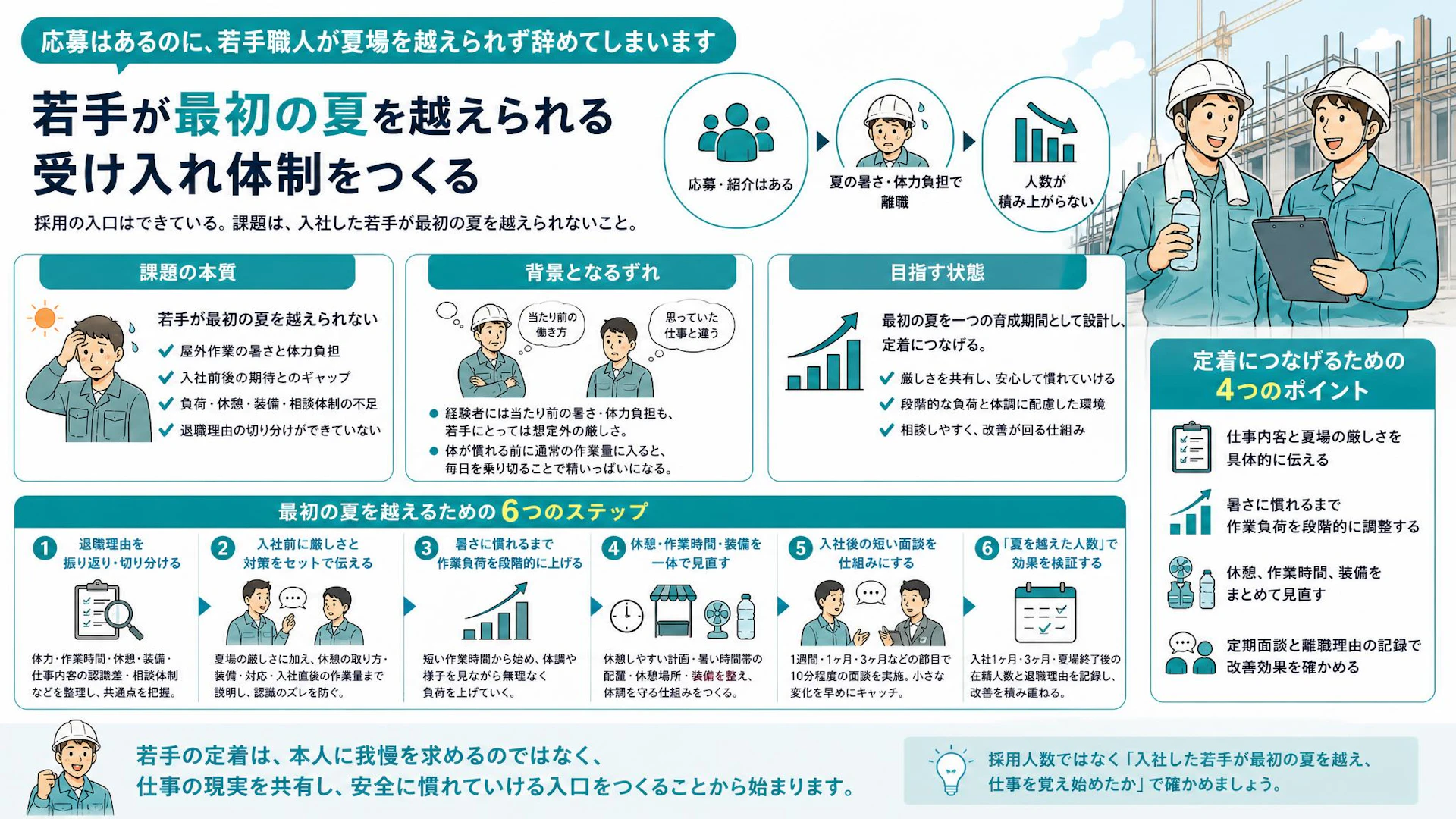 若手が最初の夏を越えられない。10名弱の型枠工事会社に必要な定着設計