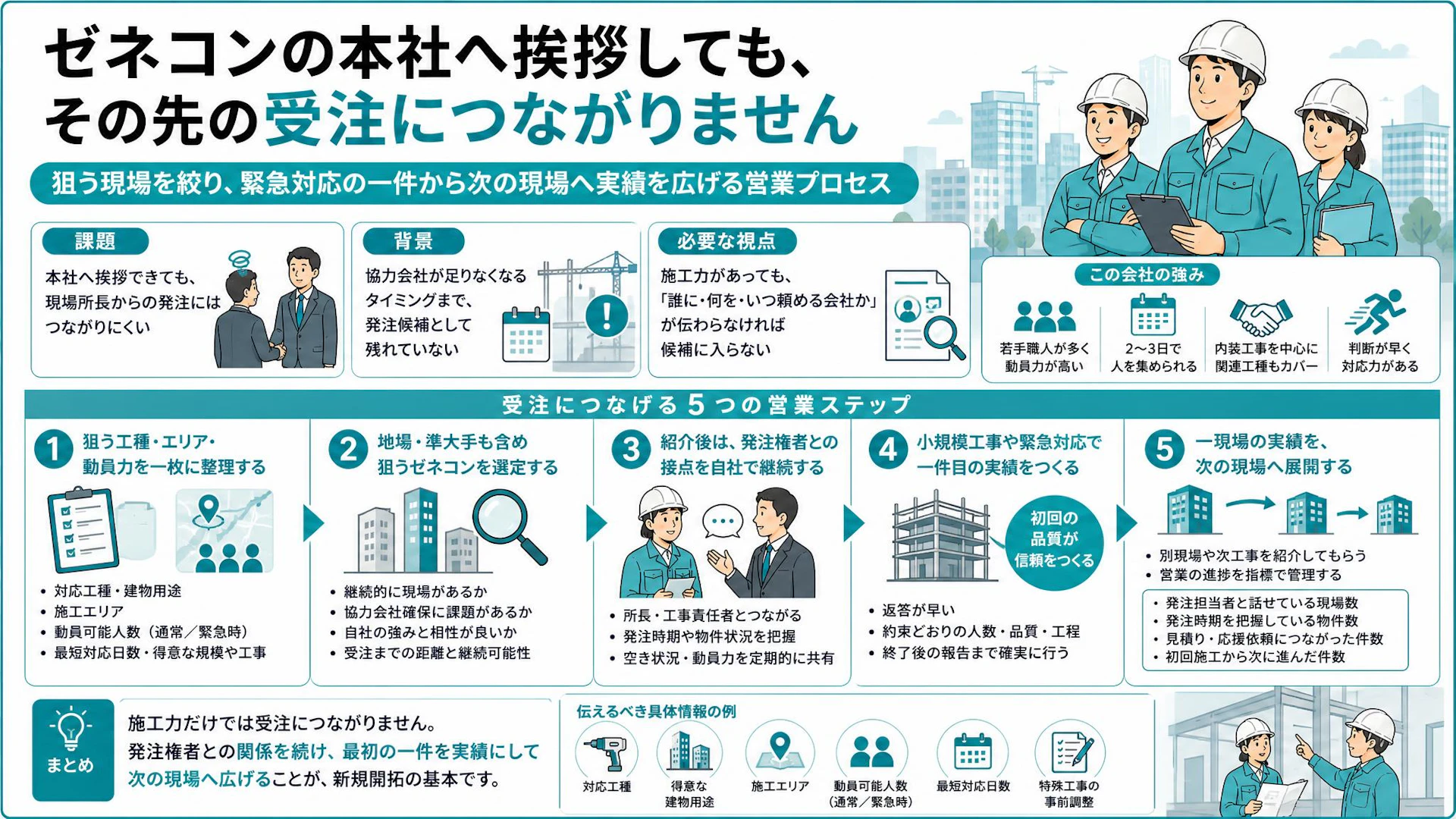 ゼネコン本社に挨拶しても仕事が来ない｜内装工事会社が現場所長から受注する営業設計