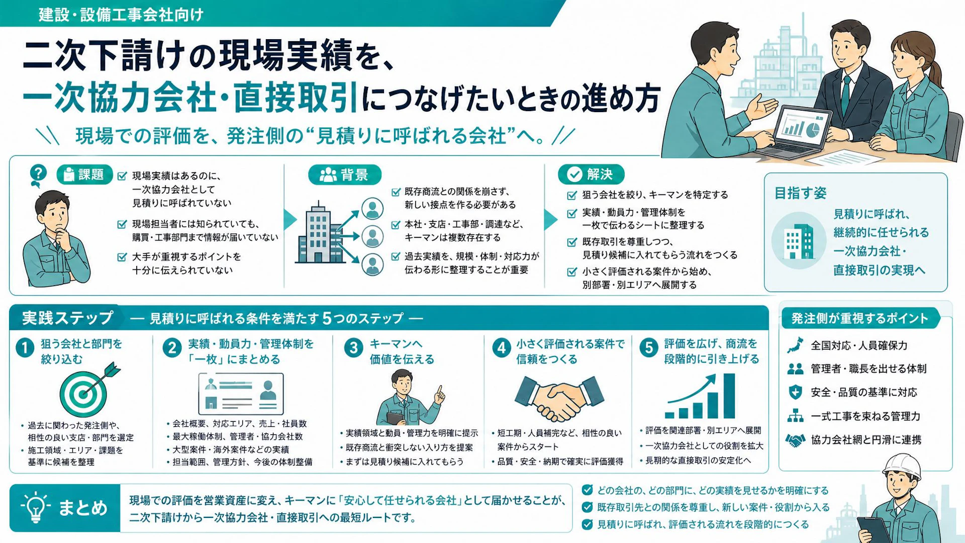 二次下請けで終わらない設備工事会社へ｜大手の見積り先に入る営業設計