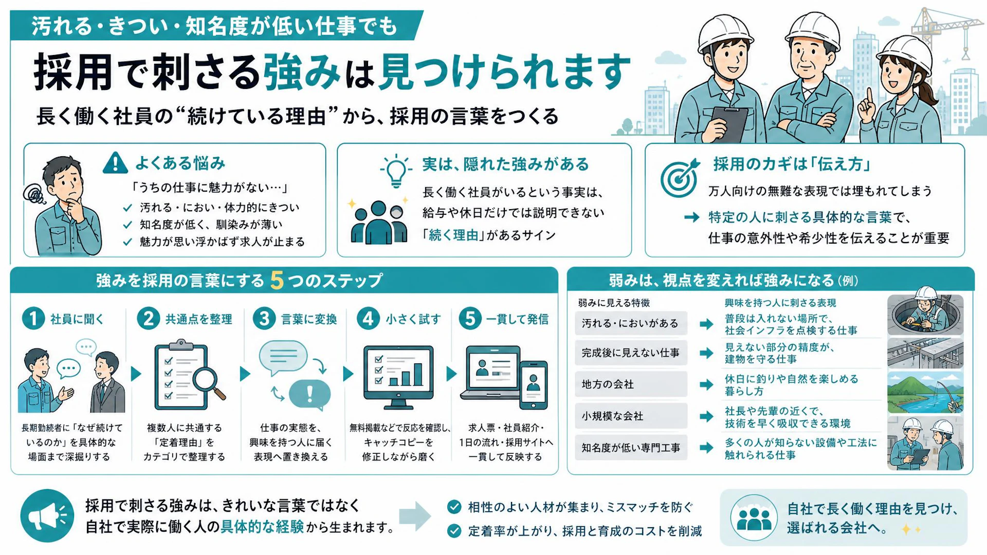 「うちの仕事に魅力がない」は思い込み｜専門工事会社の求人を変えた長期勤続者の本音