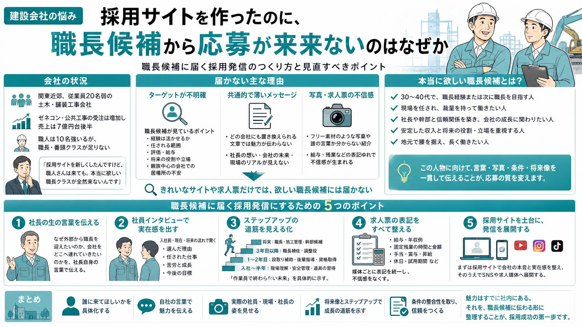 採用サイトを作ったのに職長候補が来ない理由｜20名弱の土木会社で見えた伝わらない求人