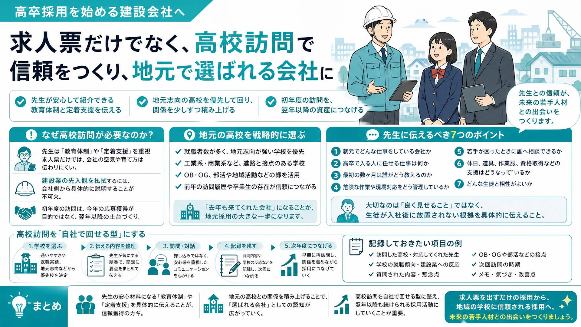 求人票だけでは高卒は来ない。住宅系専門工事会社が高校訪問で先生に伝えるべき教育体制
