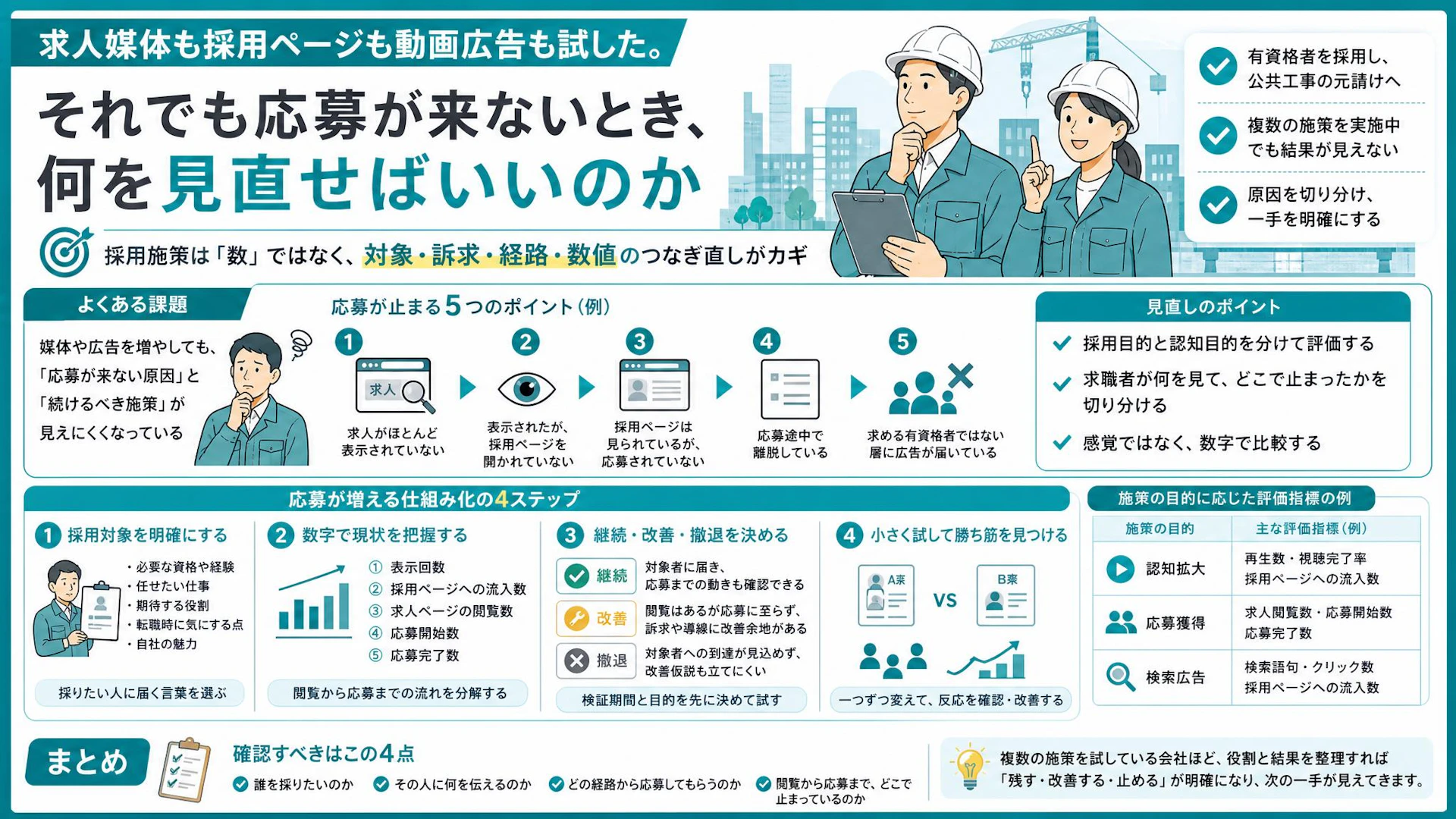 求人媒体を増やしても応募ゼロ。建設会社が有資格者採用の「止まる場所」を見抜く方法