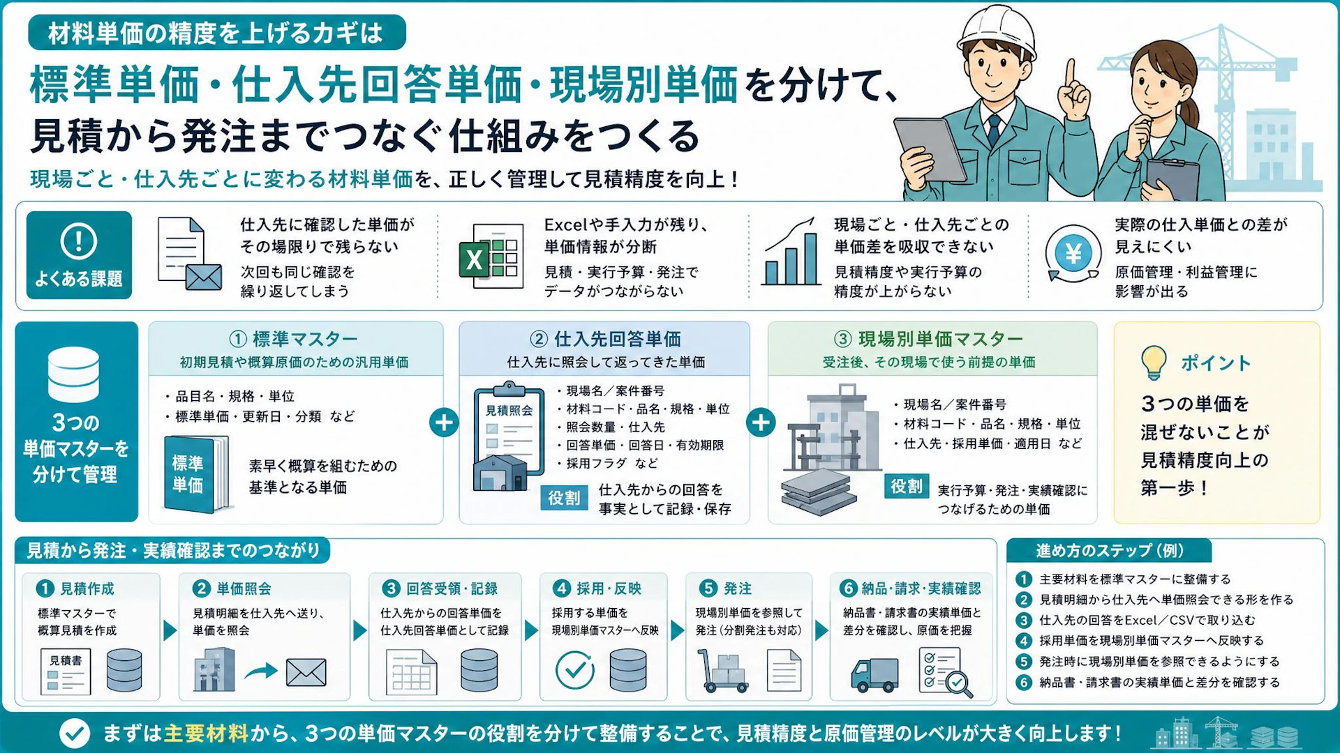 標準単価だけでは原価がズレる｜内装工事の材料単価マスターを3つに分ける設計