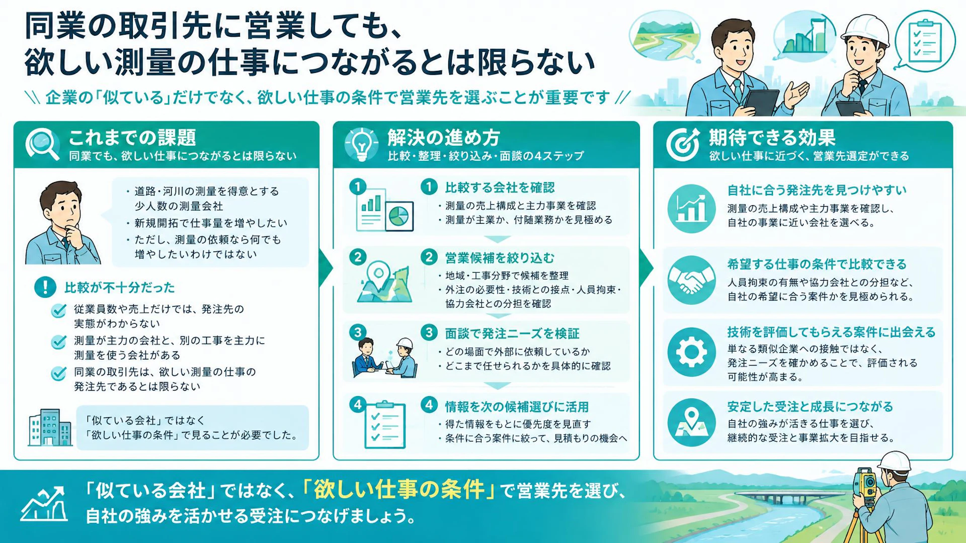 測量会社の営業先選び｜同業の取引先を追うだけでは欲しい仕事が増えない理由