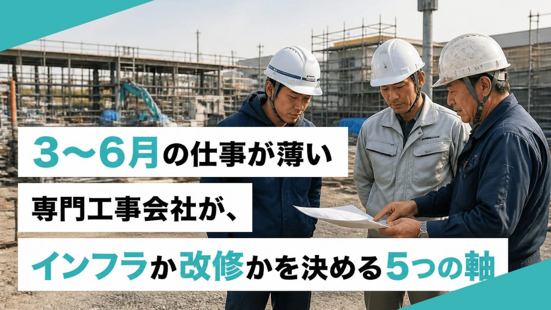3〜6月の仕事が薄い専門工事会社が、インフラか改修かを決める5つの軸