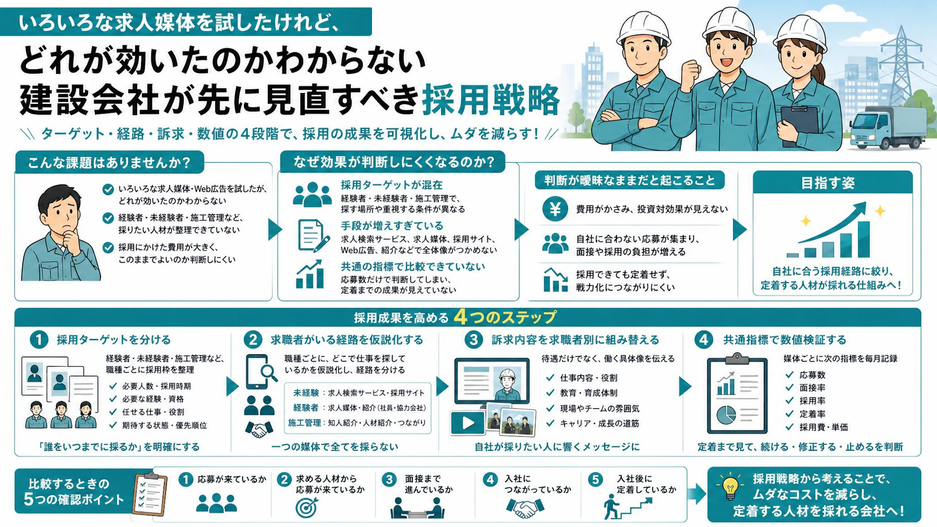 求人媒体を増やしても効果が見えない――電気工事会社の採用戦略を立て直す4つの手順