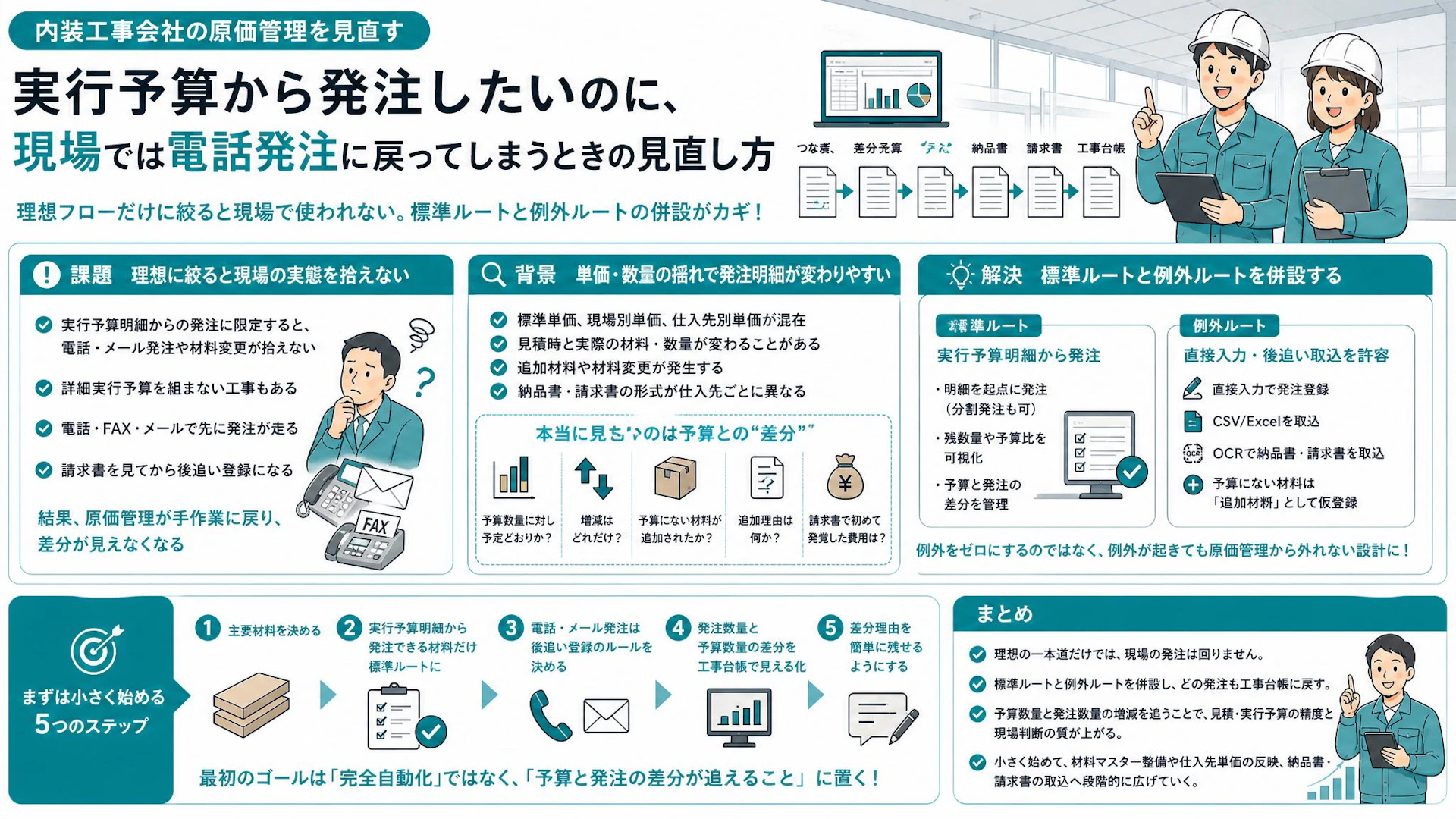電話発注が消えない内装会社へ｜実行予算と材料発注をつなぐ原価管理の現実解